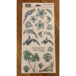 Vintage PSX Scrapbooking Stickers Tropical Sealife Plants Floral Archival Sealed